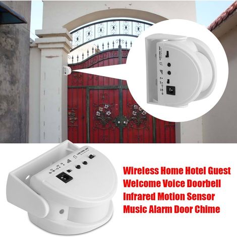 Sonnette sans fil PIR Auto Sonnette Voice Feature Bienvenue Invité Entrée Alerte Détecteur de Mouvement Capteur Alarme Idéal pour Shop Office Home Security (1/5)