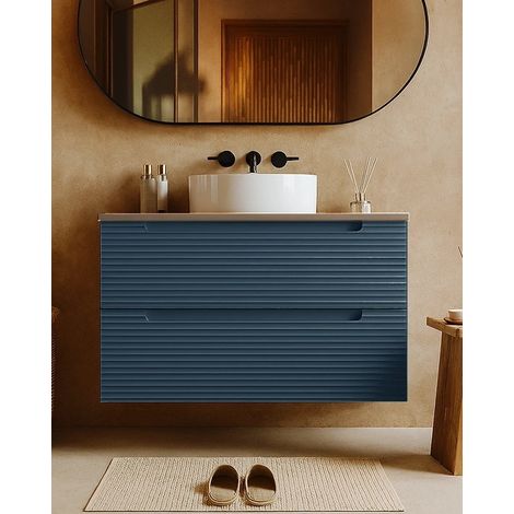Exagonshop Mobile bagno sky blue 100x45 Mango top quercia e