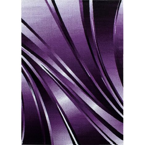FLY - Tapis moderne à bandes graphiques (Violet - 80x150cm) (1/5)