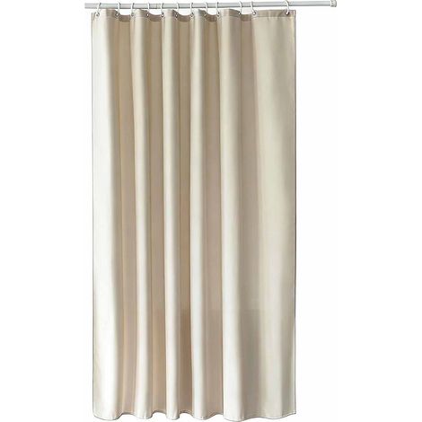 Rideau de douche imperméable et anti-moisissure, 180 x 180 cm, lavable, en tissu imitation lin, avec crochets, convient aux baignoires et salles de douche (beige). (1/5)