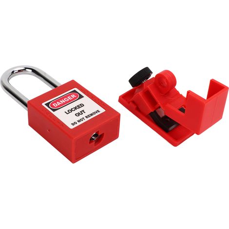 Serrure de disjoncteur à pince avec clés, interrupteur d'alimentation, cadenas, ensemble d'étiquettes de verrouillage.