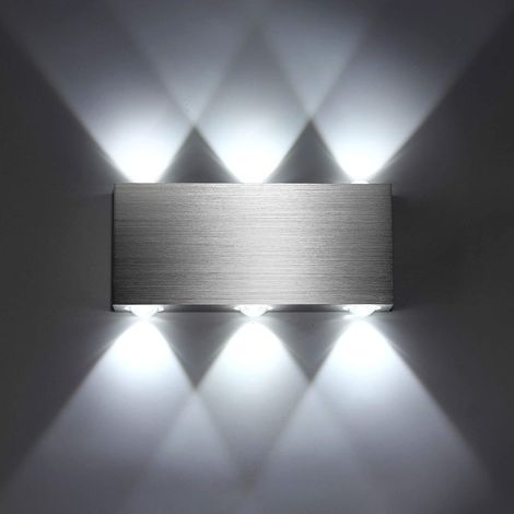 6W LED-Wandlampe für den Innenbereich, modern, quadratisch, aus Aluminium, für Schlafzimmer, Büro, Nachttisch, Flur, Wohnzimmer, Hotel, Bar, Dekoration, Kaltweiß [Energieklasse A++]