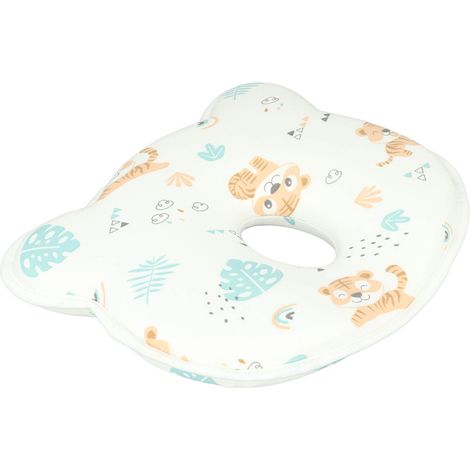 Oreiller de forme pour la tête de bébé, prévient la tête plate, motif dessin animé, oreiller de sommeil en coton doux imprimé tigre (1/5)