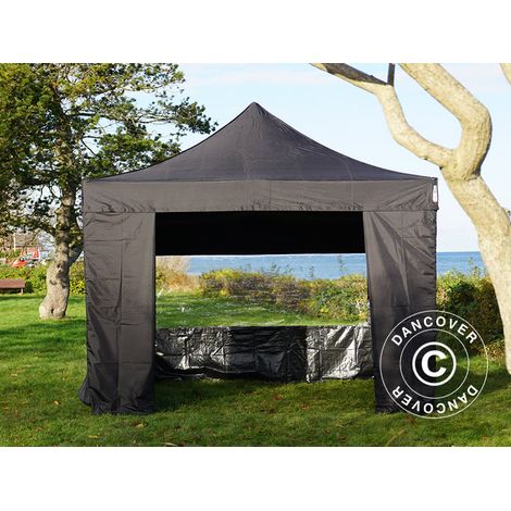 Faltzelt Faltpavillon Wasserdicht FleXtents Steel 4x4m Schwarz, mit 4 Seitenwänden (1/5)