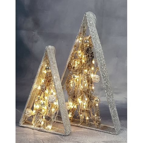 Deko-Drahtpyramide, 30 LEDs, Timer, Höhe 32 cm