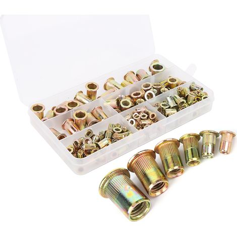 Lot de 150 écrous à sertir, accessoires de quincaillerie, fixations, galvanisés couleur, M3, M4, M5, M6, M8, M10 (1/5)
