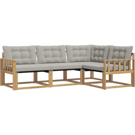 Set di divani da esterno 4 pcs Bianco e Grigio Chiaro vidaXL