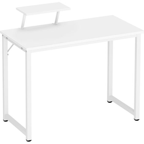 Soges – Bureau droit en bois et acier 80 x 40 x 75 cm – Étagère amovible – Panneaux E1 résistants aux rayures – Patins de protection réglables (1/5)