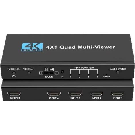 Commutateur HDMI 4K 4 en 1 Multiviewer avec HDCP 2.2 et mise à l'échelle vidéo 30Hz (1/5)