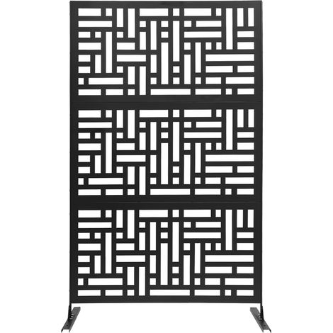Paravent Décoratif en Métal, Intérieur Extérieur Séparation de Pièce Indépendant, 1 Panneaux Cloison Diviseurs, Séparation Visuelle pour Bureaux et Chambre à Coucher (Noir, Rayures, 12040190 cm) (1/5)