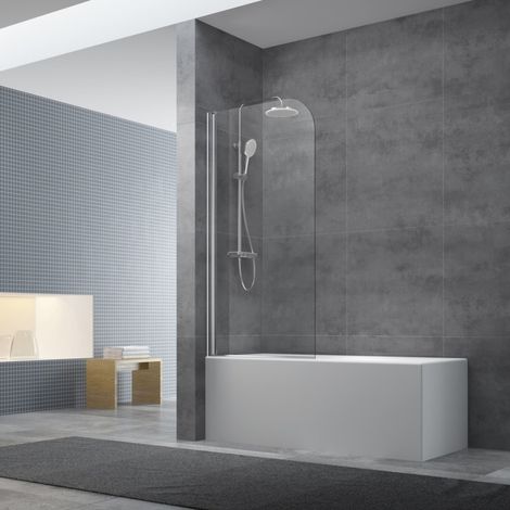 Swiss Aqua Technologies Badewannenabtrennung mit schwenkbarer Glasscheibe, 150x75cm, Chrom (SATVZUNIKCRT75)
