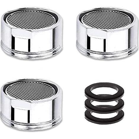 Aireador de grifo M24, juego de 3 aireadores de grifo ahorradores de agua con filtro de acero inoxidable, aireador de filtro de agua para grifo (rosca macho de 24 mm) (1/5)