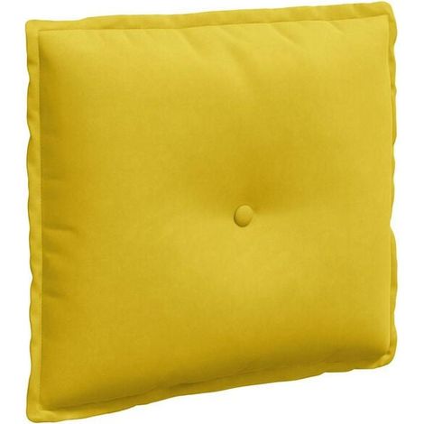 Coussin jaune, 50 x 45 cm, en velours côtelé (1/5)