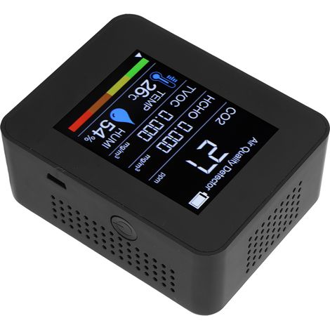 5-in-1-Luftqualitätsmonitor: Digitaler, tragbarer Kohlendioxid-Detektor, TVOC-HCHO-Temperatur- und Feuchtigkeitsmesser (1/5)