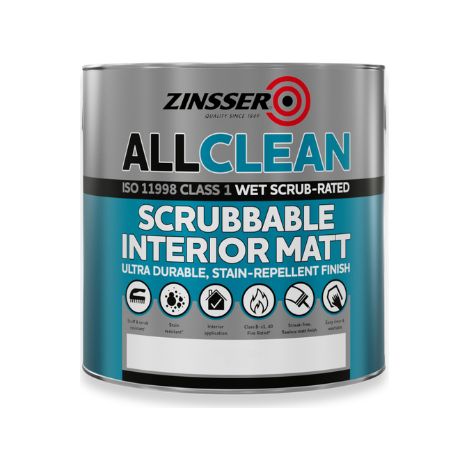 Zinsser Scrubbable Interior Matt All Clean - White - 2.5 Litre