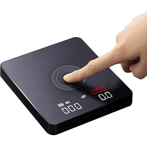 Balance à café portable, modèle 2025, balance électronique numérique pour expresso avec minuteur, haute précision 2 kg/0,1 g, chargement USB Type-C, rechargeable-AquaForge (1/5)