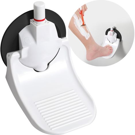 Poggiapiedi da doccia per la rasatura delle gambe con ventosa industriale aggiornata, adatto solo a pareti lisce e non porose di spessore superiore a 13 cm, bianco, confezione da 1 (1/5)