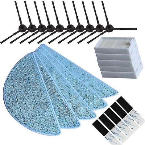 L'ensemble d'accessoires pour aspirateur iLife en 5 pièces comprend une brosse, un filtre, une brosse latérale et des lingettes humides, compatibles avec les fournitures de remplacement V5s/V5 Pro/X5/ (1/5)
