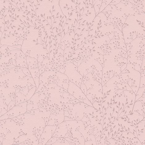 Empapelado estilo country Profhome 381002 papel pintado no tejido ligeramente texturado tono sobre tono brillante rosa 5,33 m2