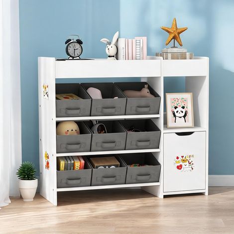 Étagère de rangement pour enfants 9 tiroirs en tissu et placard (1/5)