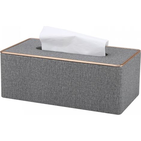 Boîte à mouchoirs rectangulaire en cuir de luxe pour salon, idéale pour le rangement de grande valeur des hôtels et restaurants (gris) (1/5)