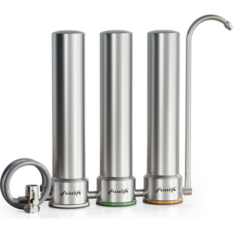 Système de filtration d'eau en acier inoxydable 9 niveaux, 0,5 micron, réduit 99,99% de plomb, chlore, métaux lourds, calcaire