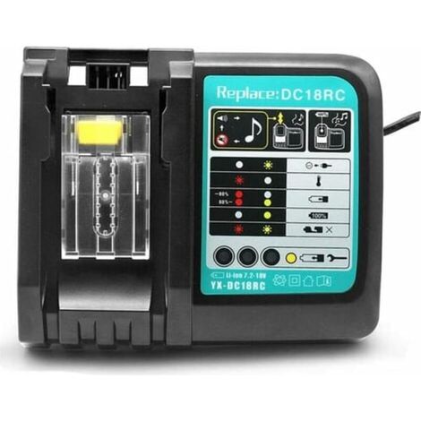 Chargeur Rapide 3A DC18RC Compatible Makita 14,4V-18V, Remplacement Li-Ion pour Batteries BL1830 BL1840 BL1850 BL1815 BL1430 LXT400, Adaptateur Secteur EU 180W (1/5)