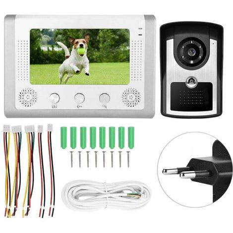 Interphone vidéo filaire 7 pouces – Caméra infrarouge avec vision nocturne – Écran LCD TFT – Étanchéité IP55 – Alimentation 110-240V