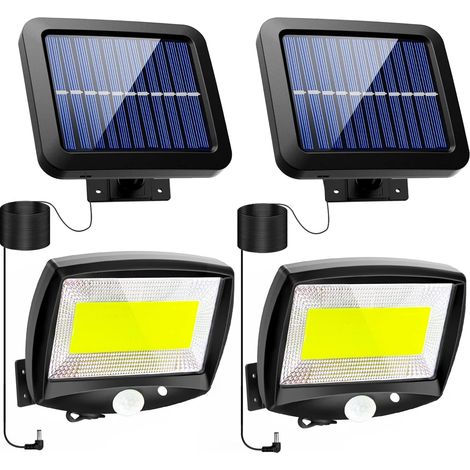Lampe Solaire Exterieur Jardin, Lumiere Solaire Exterieur avec detecteur de mouvement Jardin LED Eclairage Exterieur Solaire Spot projecteur étanche Sans Fil IP65 avec 3 Modes pour Patio Garage (1/5)