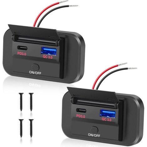 Dual-USB-C-Ladeanschluss, QC3.0-Autoladegerät, USB- und PD-Typ-C-Schnellladestecker für Autos, Boote, Motorräder und LKWs