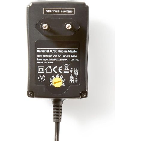 Universal natadapter 18 w 3 - 12 v dc 180 m 21 a 6 stecker svart 883