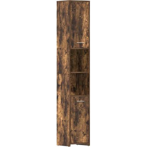 Armadietto Bagno Mobile da Bagno Rovere Fumo 30x30x183,5cm Legno tecnico (1/5)