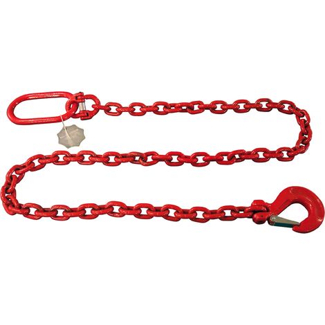 Dema – Chaîne de débardage 2 mètres – Maillons 10 mm – Charge max. 3 tonnes – Mousqueton ouverture 30 mm – Crochet de sécurité