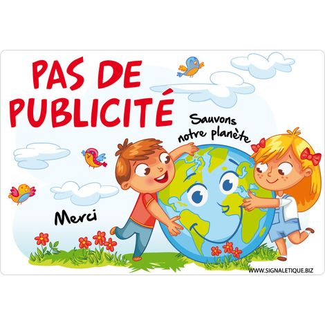 Lot de 2 Autocollants Pas de Publicité Sauvons la Planète Merci.- - 100 x 70 mm (1/5)