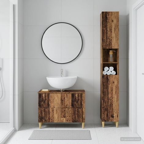vidaXL 2 Piece Bathroom Cabinet Set DELFT Old Wood Engineered Wood (1/5)