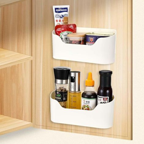 OEM– Lot de 2 boîtes de rangement autocollantes 23 x 10.8 x 6.8 cm – Plastique ABS – Installation sans perçage – Pour cuisine et salle de bain