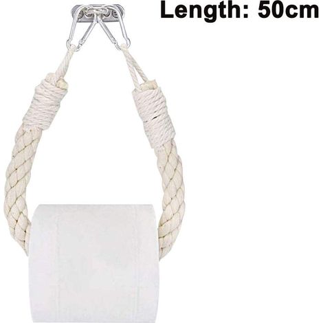 Porte-papier hygiénique en corde de jute, porte-serviettes mural industriel avec crochet en métal pour salle de bain, serviette ou rideau de douche (1/5)