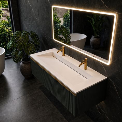 Plan vasque Solid Surface Balneo ALVERIA blanc 120 cm (1/5)