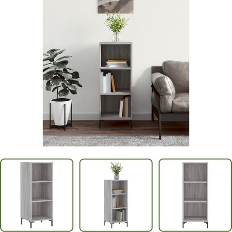Holzschrank - Sideboard Grau Sonoma 34,5x32,5x90 cm Holzwerkstoff (1/5)