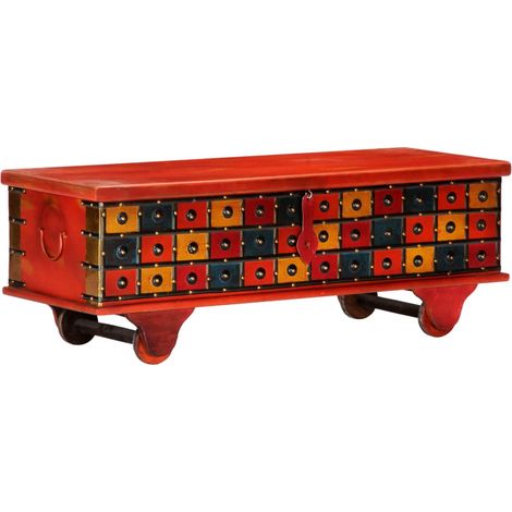Aufbewahrungstruhe Rot 110 x 40 x 40 cm Massivholz Akazie