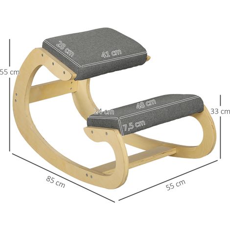 Tabouret ergonomique à bascule pour bureau à domicile, pour améliorer la posture, gris (1/5)