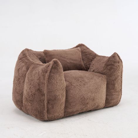 GagaFauteuil pouf géant kaki, fausse fourrure, mousse (1/5)