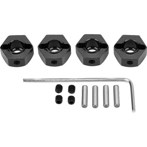 Stück 12 mm Präzisions-Sechskantmuttern aus Aluminiumlegierung, Radadapter für 1/10 RC-Cars, schwarz (1/5)