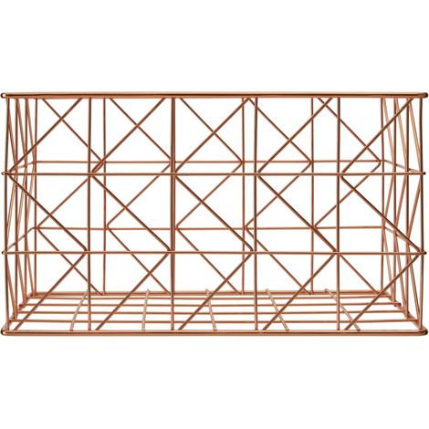 Premier Housewares Copper Finishing ZigZag Wire Basket Storage Solution For Pantry Kitchen Closet Bathroom Metal Basket With Contemporary Design 17 x 28 x 17