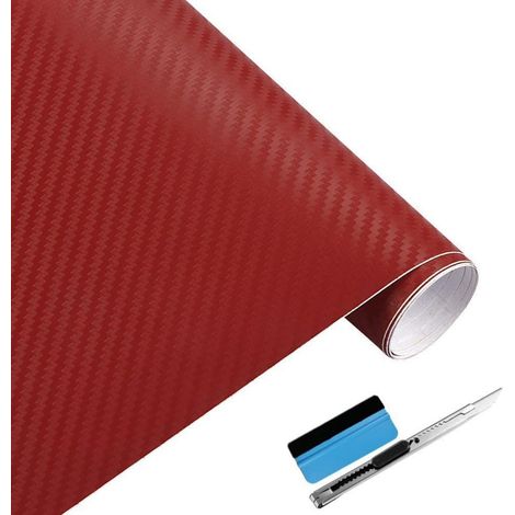 3D Carbonfolie rot 45x152cm blasenfrei mit Werkzeug (1/5)