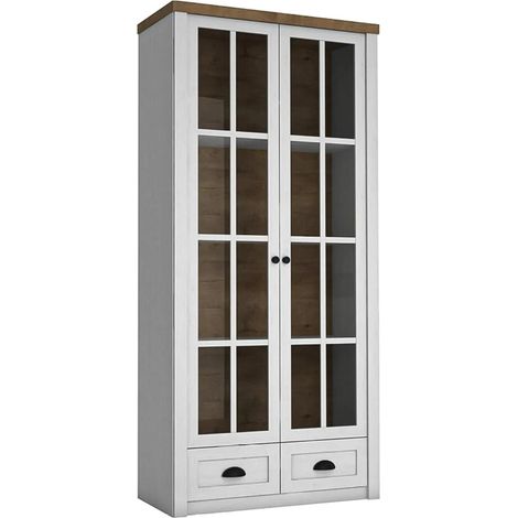 AX LIVING Vitrine Glas Palmano W2S – 90 cm breit, Andersen Kiefer