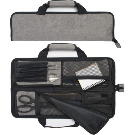 BUNTHAUS Étui à couteaux de chef enroulable - 12 poches pour couteaux et ustensiles de cuisine - Léger, durable et résistant aux taches - Parfait pour les chefs nomades - Couteaux non inclus. (1/4)