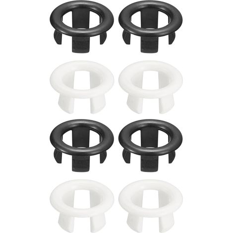 8pcs Anneau de Débordement d’Évier - Anneau Bouchon De Trop-Plein, Garniture Évier de Trou Rond, Couvercle Anneau de Trop-Plein de Lavabo Salle de Bain, Noir/Blanc (1/5)
