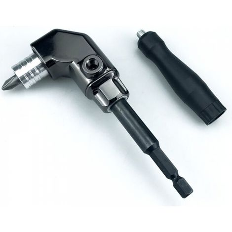 Tournevis universel argenté avec 1 embout, tournevis d'angle, tournevis électrique coudé à 90° (1/5)
