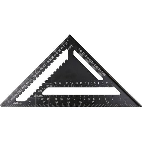 Règle triangulaire métrique carrée en alliage d'aluminium de 12 pouces, jauge de disposition de rapporteur à double échelle, outil de haute précision facile à lire, travail du bois pour l'encadrement (1/5)